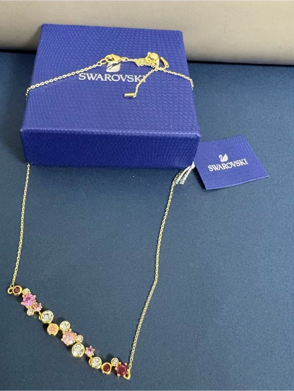 Swarovski Gold-Tone Multicolor Crystal Station Necklace
